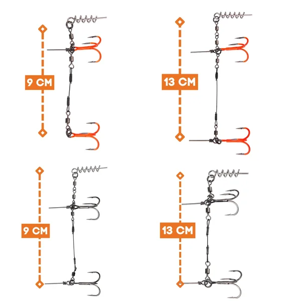 Zite Fishing Hecht Shallow-Rig-System teils UV Aktiv S 9cm & L 13 cm - Gummifisch-System ideal für Hechtköder 15 - 26 cm_auswahl1