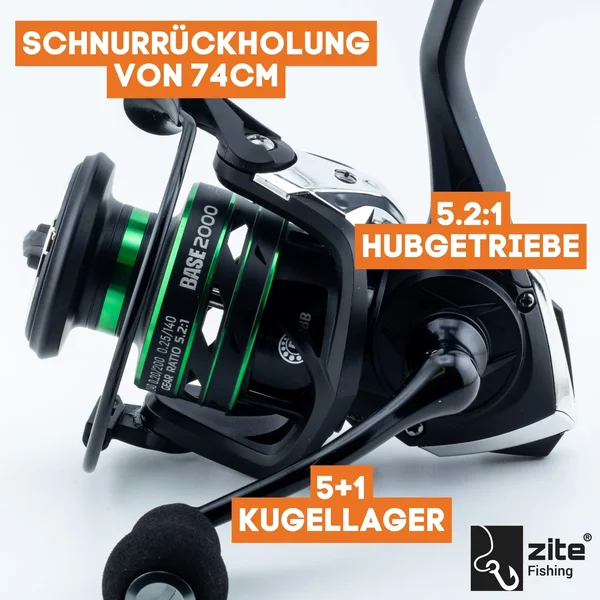 Spinning Reel Base 2000 Spinnrolle mit Frontbremse 5+1 2 Aluminiumspulen für Forelle & Barsch Spinnfischen_auswahl1
