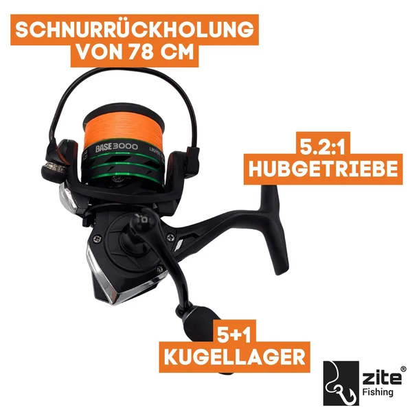 Spinning Reel Base 3000 Spinnrolle mit Frontbremse 5+1 2 Aluminiumspulen für Forelle & Barsch Spinnfischen_auswahl6