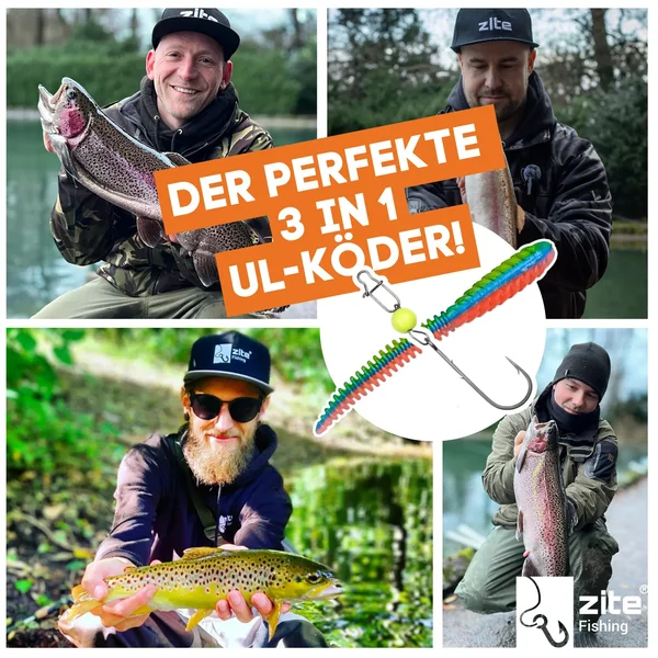 Twerky Tailer Gummiköder Forelle Starterset mit Tungsten Jighaken & Cheburashka Zite Fishing_auswahl7