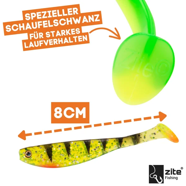 Zite Fishing Inzite Pershad Set 8 cm Softbait 56 Gummifische in 8 Farben Gummiköder Barsch_auswahl1