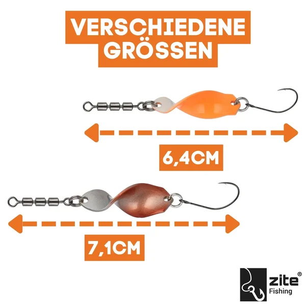 Zite Fishing Spiral Strike Shooter Spoon Set - 10 Stück Forellen-Spoons mit Ownerhaken in Köderbox_auswahl1