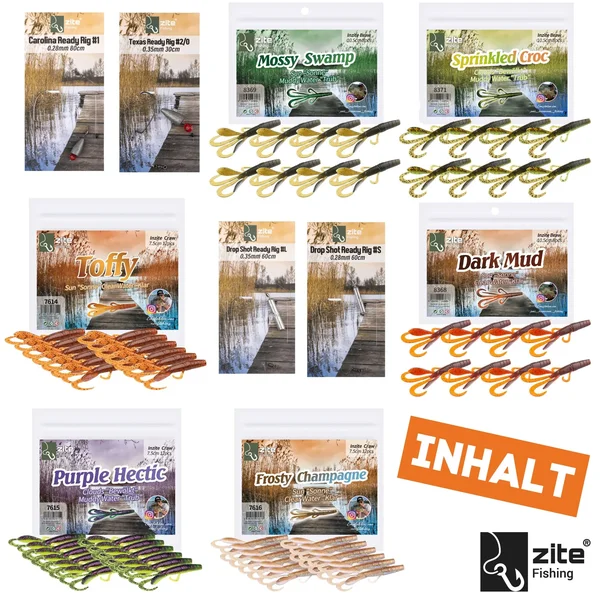 Creature Bait Starterset - Inzite Craw & Braw je 3 Farben mit GRATIS Drop Shot, Texas & Carolina Rig-Montagen_auswahl10