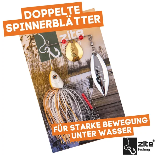 Inzite Rotator Spinnerbaits 10g – Haken 5/0 – Lemon Drop – mit Doppelspinnerblatt & Fransen_auswahl4