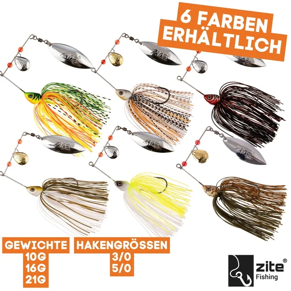 Inzite Rotator Spinnerbaits 21g – Haken 3/0 – Chestnut Bite – mit Doppelspinnerblatt & Fransen_auswahl2