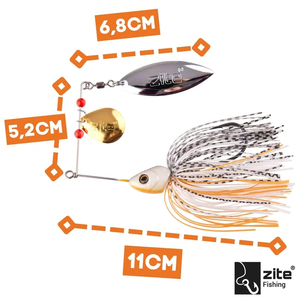 Inzite Rotator Spinnerbaits 21g – Haken 5/0 – Lemon Drop – mit Doppelspinnerblatt & Fransen_auswahl1