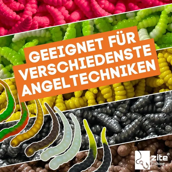 Zite Fishing Curly Viper Schwarz Gelb Knoblauch 6,5 cm Rotationsköder für Forelle 8 Stück_auswahl4