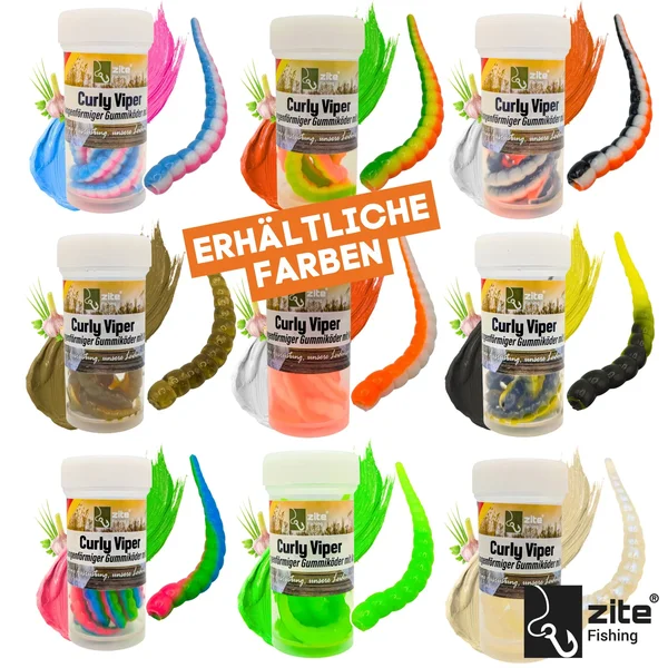 Zite Fishing Curly Viper Chartreuse Knoblauch 6,5 cm Rotationsköder für Forelle 8 Stück_auswahl6