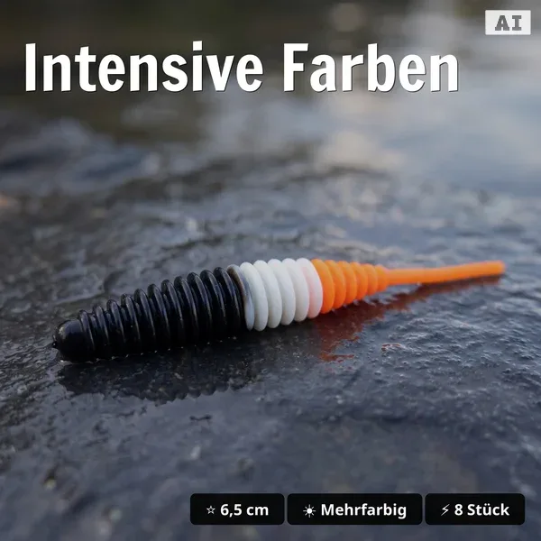 Zite Fishing Biggle Worm Sweet Orange Knoblauch 6,5 cm 8 Stück – Forellenköder mit Lamellenkörper & Duftaroma_auswahl4