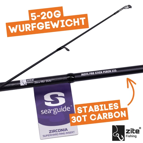 Inzite Pro Stick Barsch-Set - 225 cm Angelrute & Spinning Reel Pro 2000 bespult + Zubehör wie Schnur, Jighaken, Gummifis_auswahl1