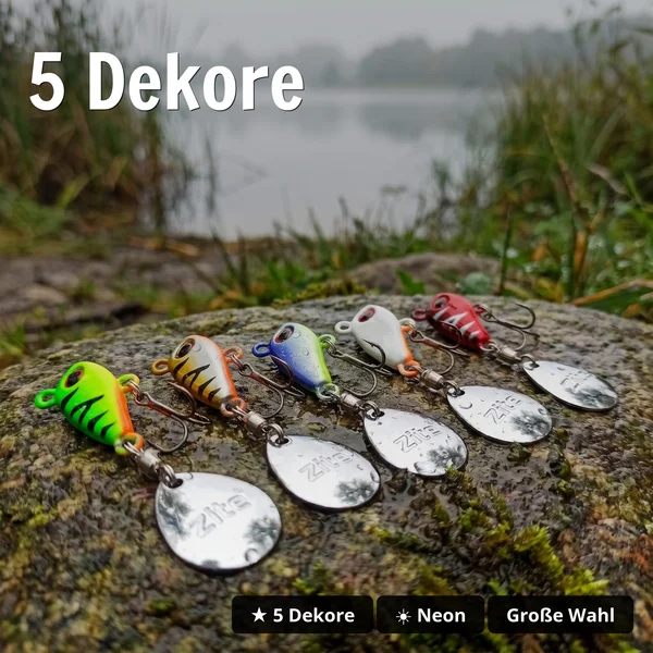 Zite Fishing Jigspinner Set Neon M 10g – 5 Spin-Jigs für Barsch, Zander, Hecht & Forelle_auswahl4