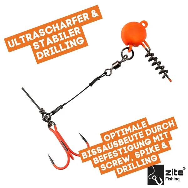 Zite Fishing Hecht-System Single Hook UV-Aktiv 20g - ideal für Hechtköder 12-15 cm_auswahl1
