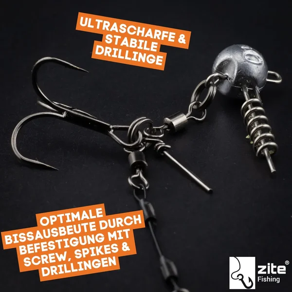Zite Fishing Hecht-System Single Hook UV-Aktiv 20g - ideal für Hechtköder 12-15 cm_auswahl4