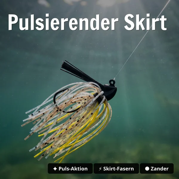 Inzite Skrrt Skirt Jig 6g – Haken 1/0 – Ghost Banana – mit Weedguard Fransen Köder für Barsch und Zander_auswahl3