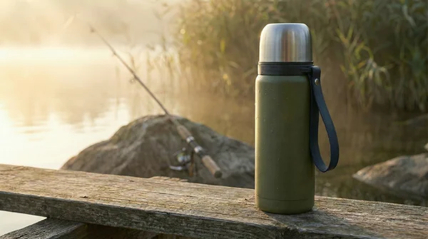 Zite Fishing Thermoskanne 1l Edelstahl Olivgrün – Doppelwandige Thermosflasche 8h heiß / 24h kalt mit Becher_auswahl1
