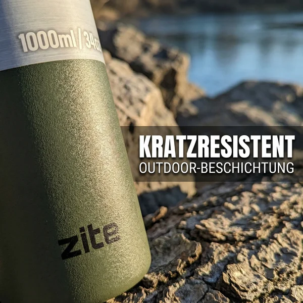 Zite Fishing Thermoskanne 1l Edelstahl Olivgrün – Doppelwandige Thermosflasche 8h heiß / 24h kalt mit Becher_auswahl4