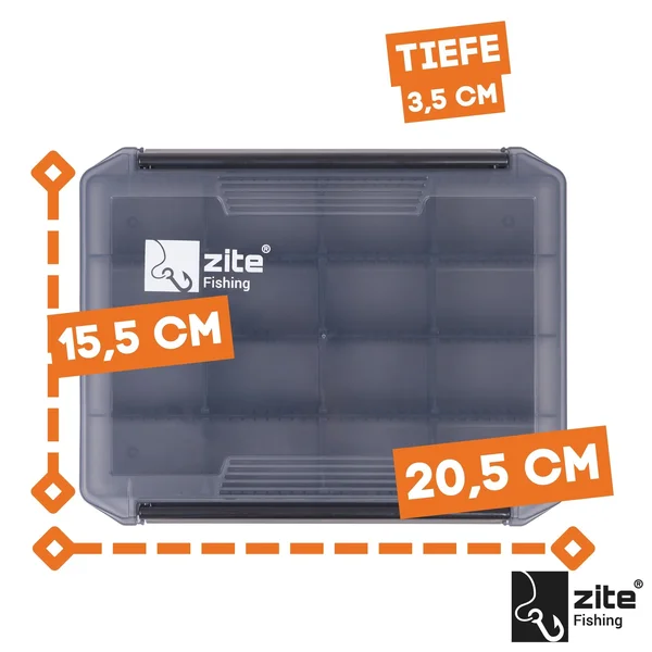 Tackle Box 20,5 x 15,5 x 3,5 cm – Transparente Köderbox mit variablen Trennwänden & abnehmbarem Deckel_auswahl1