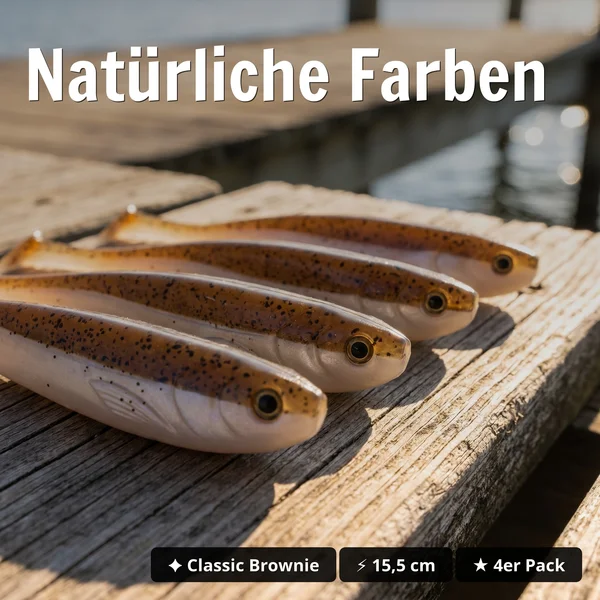 Inzite Shad Classic Brownie 15,5 cm – Gummifisch für Zander & Hecht, 4 Stück_auswahl2