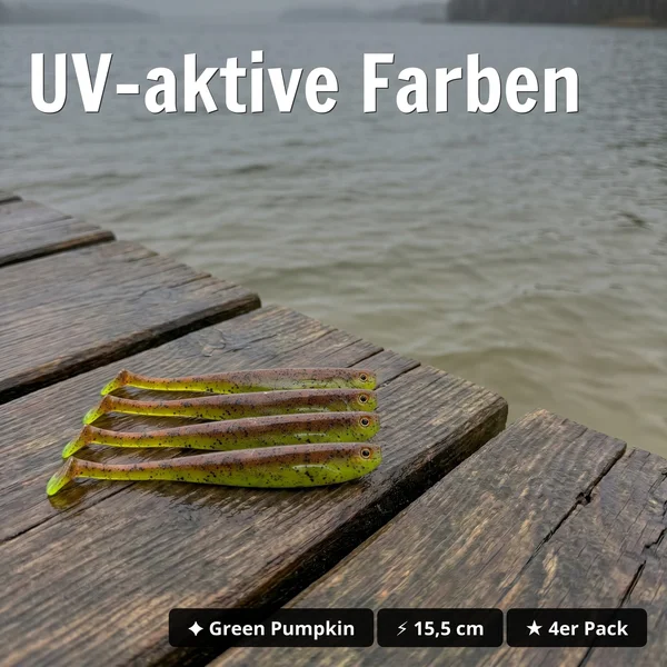 Inzite Shad Green Pumpkin 15,5 cm Gummifisch – UV-aktiv für Zander & Hecht – 4 Stück_auswahl2
