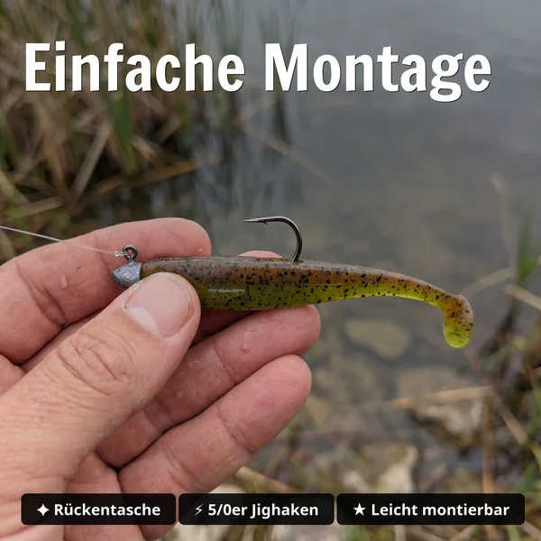 Inzite Shad Green Pumpkin 15,5 cm Gummifisch – UV-aktiv für Zander & Hecht – 4 Stück_auswahl4