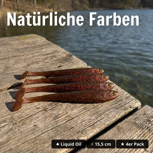 Zite Fishing Inzite Shad Liquid Oil 15,5 cm – Gummifisch für Zander & Hecht 4 Stück_auswahl2