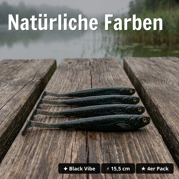 Zite Fishing Inzite Shad Black Vibe Gummifisch 15,5 cm – 4 Stück – Zander & Hecht_auswahl2