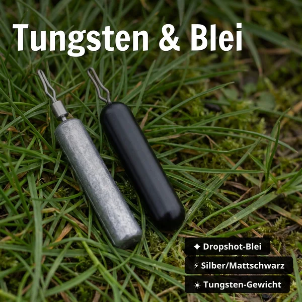 Drop Shot Rig Bundle mit Dropshot Haken S & L sowie Gewichte in Blei & Tungsten und Schnüre für Barsch & Zander Angeln_auswahl4