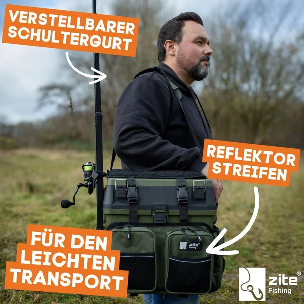 Multi Angel-Koffer-Rucksack u. Sitz-Kiepe in 1 Bundle mit Hakenlöser Zange Gebogen 18cm & Microfaser Handtuch_auswahl2