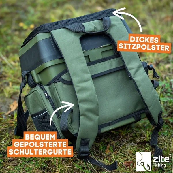 Multi Angel-Koffer-Rucksack u. Sitz-Kiepe in 1 Bundle mit Hakenlöser Zange Gebogen 18cm & Microfaser Handtuch_auswahl3