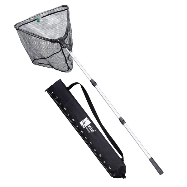 Kescher Gummiert 2,10m 3-Teilig Bundle mit Hakenlöser Zange Gebogen 18cm & Fischtöter Aluminium mit Karabiner_auswahl10