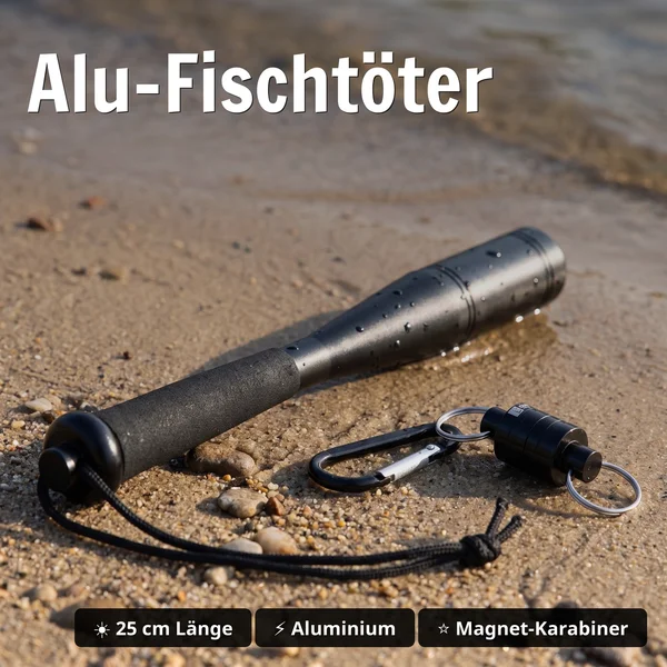 Kescher Gummiert 2,10m 3-Teilig Bundle mit Hakenlöser Zange Gebogen 18cm & Fischtöter Aluminium mit Karabiner_auswahl15