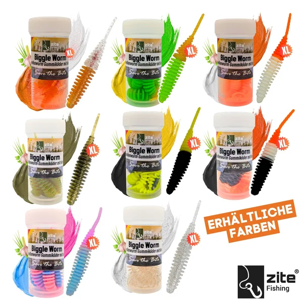 Zite Fishing Biggle Worm Christal Brown Knoblauch 6,5 cm 8 Stück_auswahl7