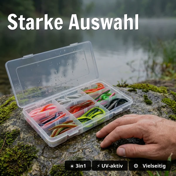 Zite Fishing Twerky Tailer Starterbox – 72 Forellen-Köder in 9 Farben 7 cm 3in1 Gummiköder Forelle_auswahl6