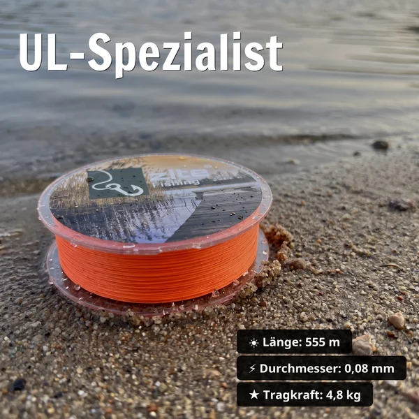 Zite Fishing Geflochtene Schnur orange 555 m 0,08 mm – 8-fach Braid für Ultra Light Angeln auf Barsch, 4,8 kg Tragkraft_auswahl3