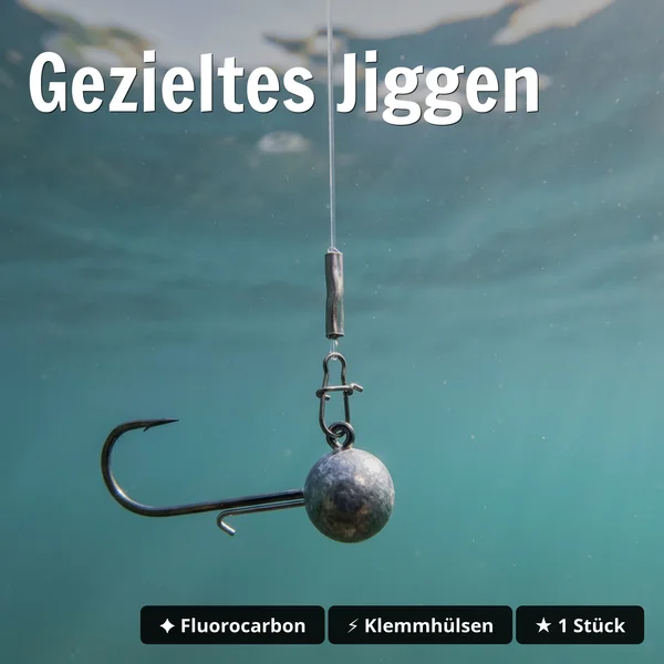 Zite Fishing Jighead 15 g Gr. 5/0 – Fertigmontage mit Fluorocarbon-Vorfach 0,35 mm 40 cm für Hecht & Zander_auswahl4