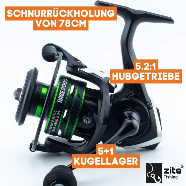 Spinning Reel Base 3000 Spinnrolle mit Frontbremse 5+1 2 Aluminiumspulen für Forelle & Barsch Spinnfischen_auswahl1
