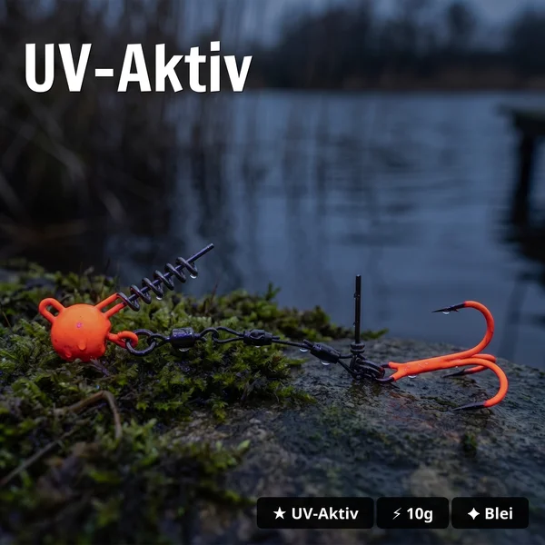 Zite Fishing Hechtsysteme mit Gummiköder Set – 2x Single Hook (UV & Natur) + 3x Balzer Shirasu Shad Albino 13cm_auswahl2