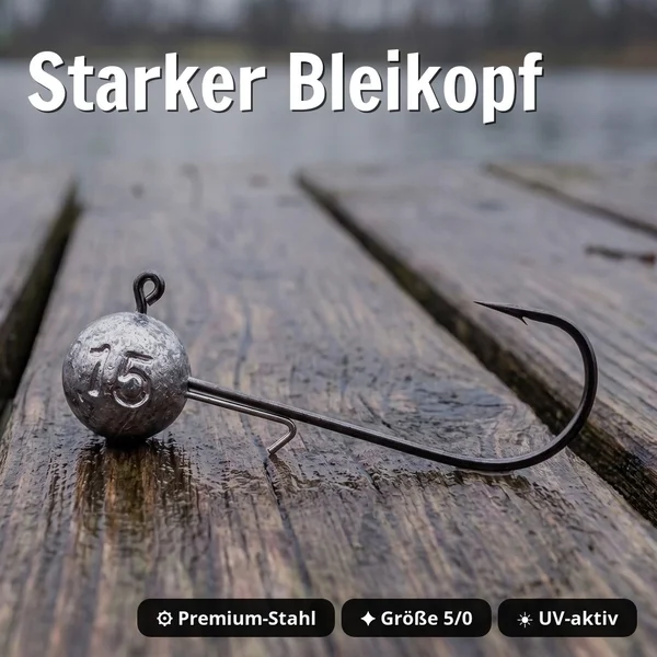 Zite Fishing Jighaken mit Gummiköder 15 cm Set – 5/0 Jigheads & Balzer Shirasu Reptile Shad Albino für Hecht & Zander_auswahl2