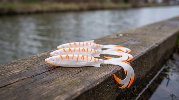Zite Fishing Jighaken mit Gummiköder 15 cm Set – 5/0 Jigheads & Balzer Shirasu Reptile Shad Albino für Hecht & Zander_auswahl5