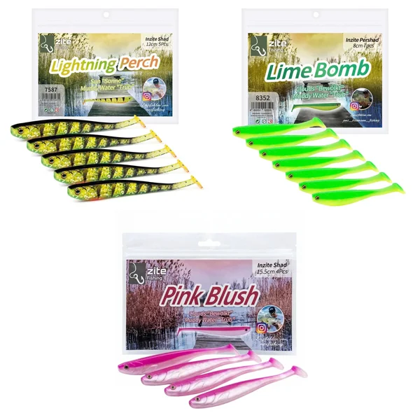 Zite Fishing Inzite Shad Starterset XXL 3 Größen – Gummifische, Tungsten & Jigheads, Skirts, Snaps & Tacklebox für Zande_auswahl2