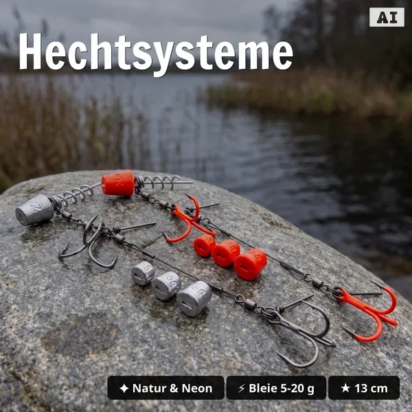 Zite Fishing Inzite Flanker XL Sparset – Hecht-Komplettset mit 6 Gummifischen 23,5 cm, 2x Variables Hechtsystem L (Natur_auswahl2