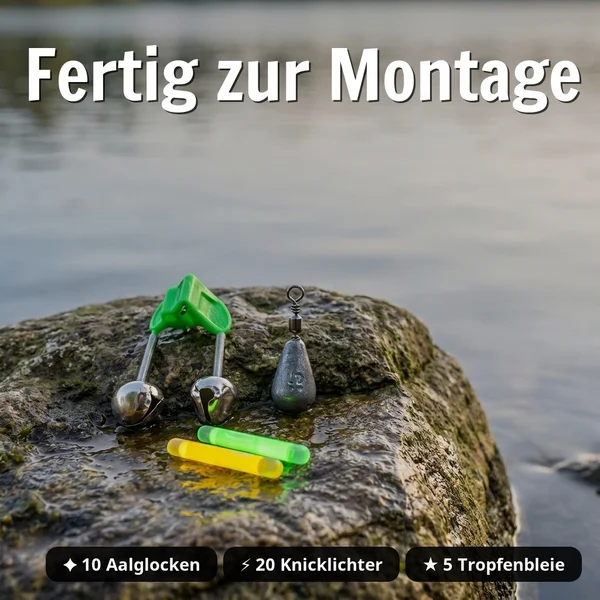 Zite Fishing Grundangeln Starterset Aal – Komplettset Teleskoprute 270cm, Stationärrolle bespult, Aalglocken, Knicklicht_auswahl3