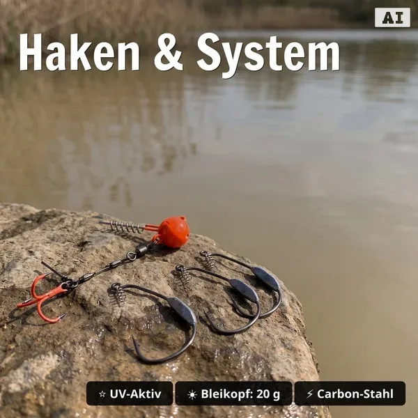 Zite Fishing MONSTER BAT Starter-Set – Hecht-Komplettset mit 6 Gummifischen, Offset-Haken 10/0, UV-Hechtsystem & Tackle_auswahl4