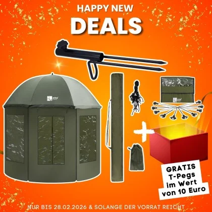 Schirmzelt Set - 250cm Schirmzelt Geschlossen mit Zubehör & Schirmstütze + 10 T-Peg Zeltheringe GRATIS