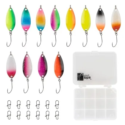 Trout Spoon Forellenköder Set Beidseitig Farbig 12 Stück in Box