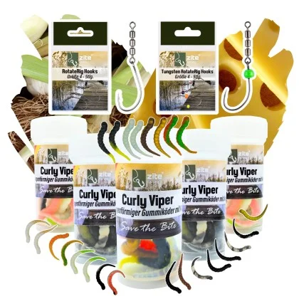 Curly Viper UL Forellen Gummiköder Starter-Set mit Rotationshaken