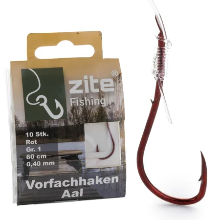 Aalhaken mit Vorfach Schnur Monofil Gebunden Gr. 1 10 STK Zite Fishing