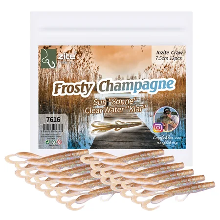 12x Creature Bait Gummiköder 7,5cm Frosty Champagne Zite Fishing