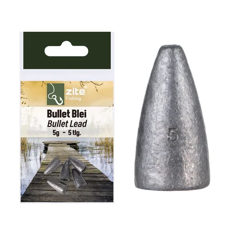 Zite Fishing Bullet Blei Angelgewichte 5g 5 tlg. ideal für Barsch & Zander