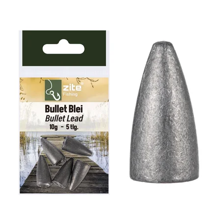 Zite Fishing Bullet Blei Angelgewichte 10g 5 tlg. ideal für Barsch & Zander